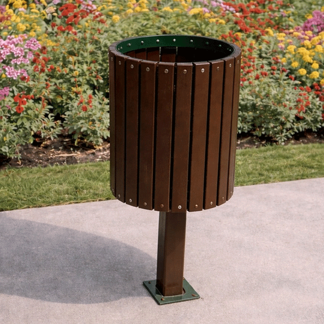 Lixeira Redonda Madeira - Flex