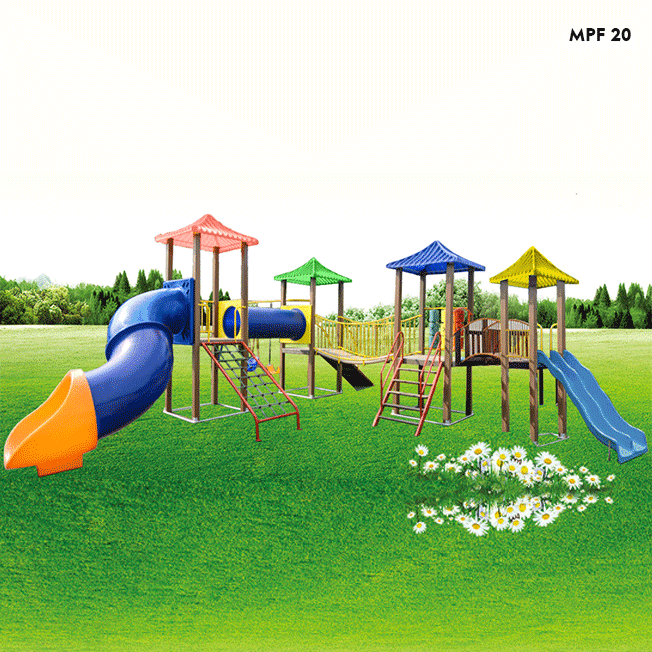 PARQUE INFANTIL MADEIRA PLÁSTICA 4 TORRES – MPF20 - Flex Equipment