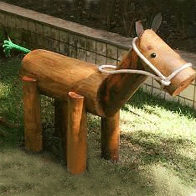 Animal Cavalo em madeira fixo - Flex Equipment