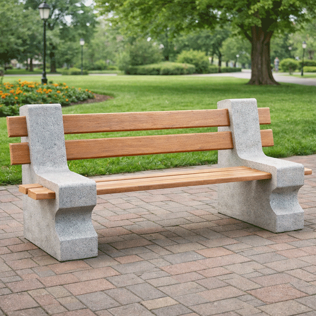 BANCO DE CONCRETO E MADEIRA COM ENCOSTO - Flex