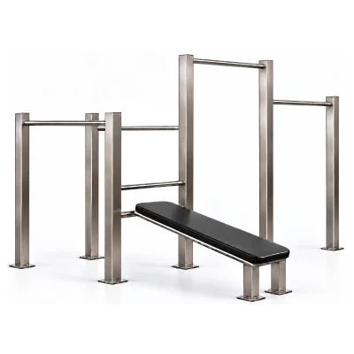 Multi exercitador barras INOX com banco – Ar Livre INOX