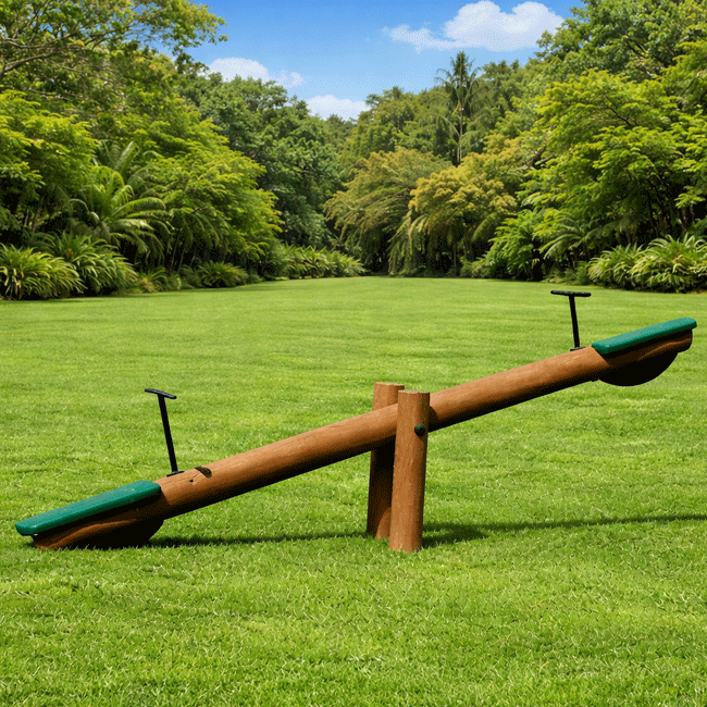 Gangorra Eucalipto Simples Com Pneus Para Amortecimento na estrutura - Flex