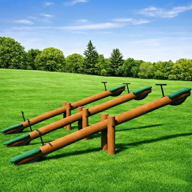 Gangorra Eucalipto Tripla Com Pneus Para Amortecimento na estrutura - Flex