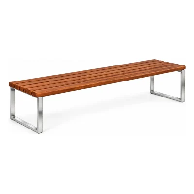 Banco de madeira e inox sem encosto - Ar Livre INOX